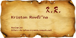 Kriston Rovéna névjegykártya